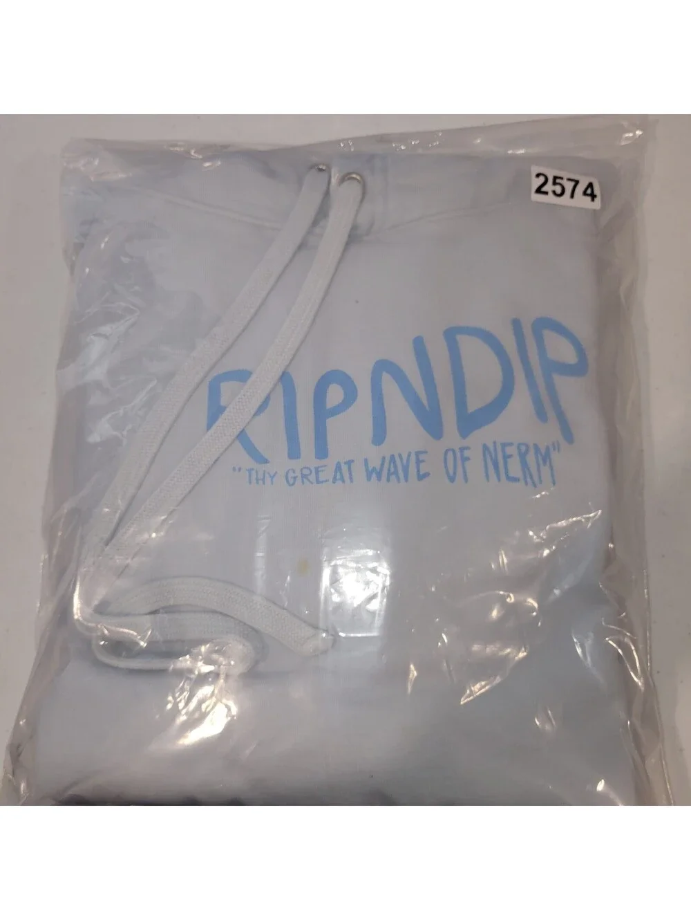RIPNDIP Lord Nermal Thy Great Wave Hoodie Men's Large Blue Cat Surf